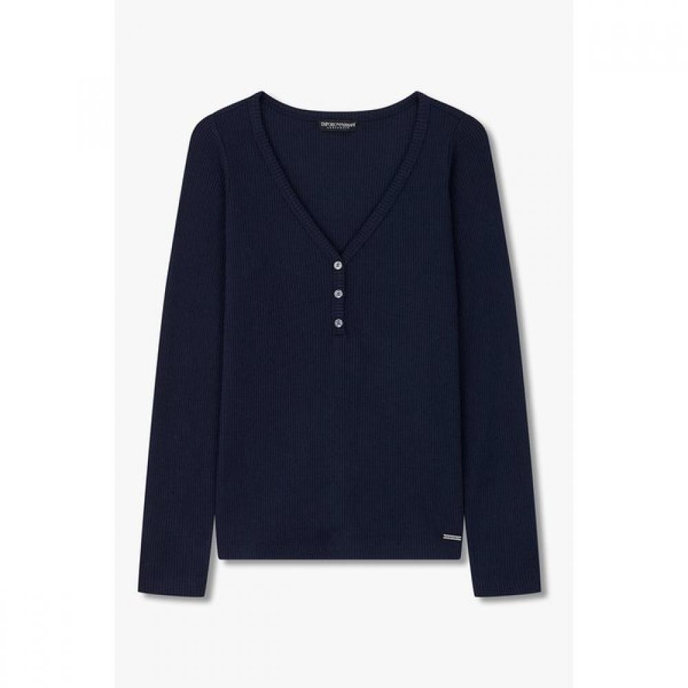 Emporio Armani Women S Ribbed Button V Neck Lounge Top  0825335502 M(95)