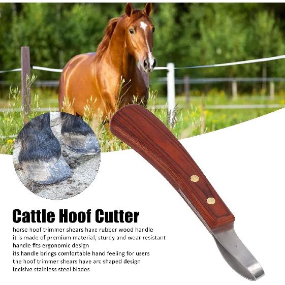 Stainless Steel Hoof Trimmers Farrier Tools with Wooden Handle for Horses, Goats, and Hoof Pick Functions
