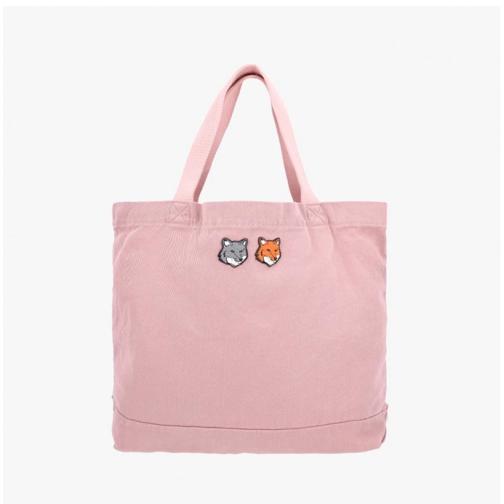 Borsa Tote Maison Kitsune con Toppa Doppia Testa di Volpe 0544