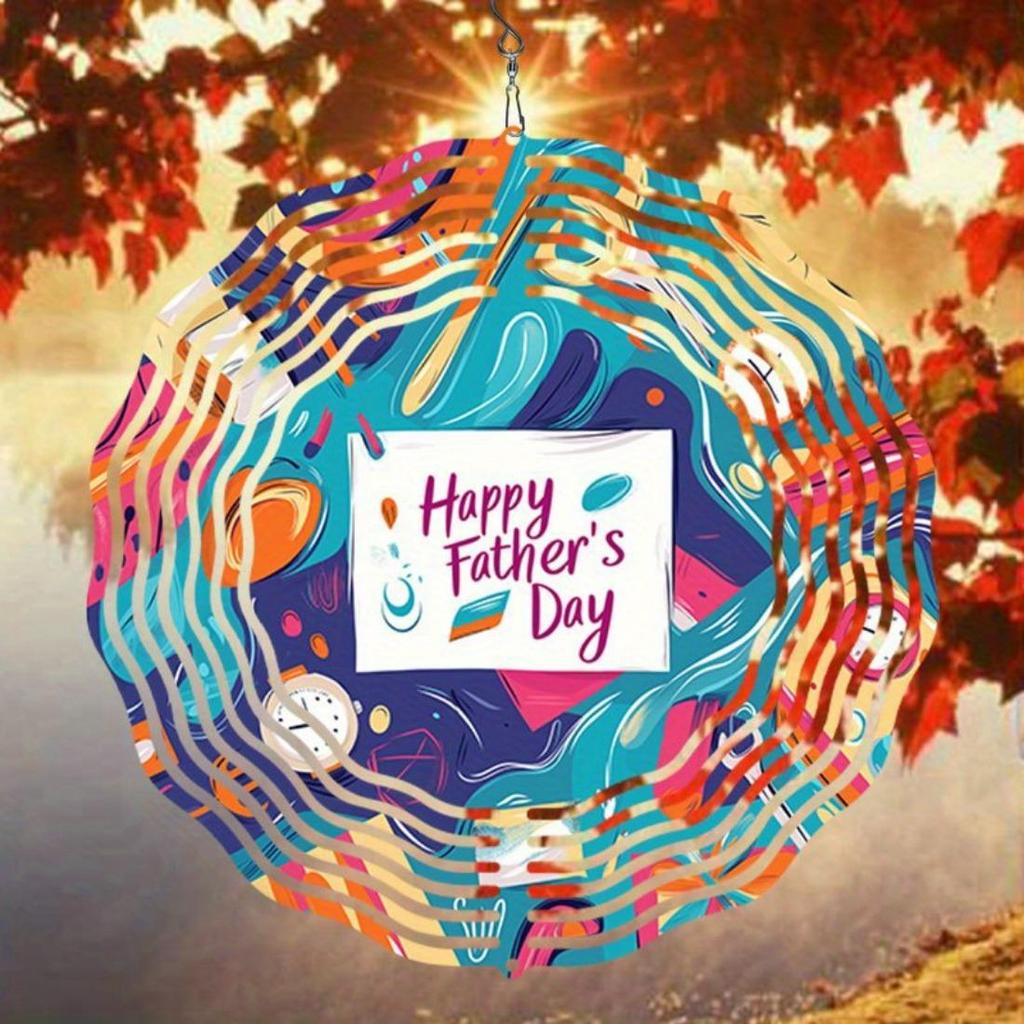 1 Stück Fröhlicher Vatertag Mandala-inspirierter Metall-Windspiel - Lebendig, Keine Batterie erforderlich, Dekorative Indoor/Outdoor-Gartendekoration, Perfektes Geschenk für Papa