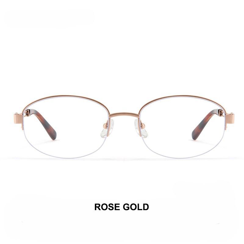 New Luxury Design Titanium Glasses Frame Elliptical Semi-Rimless Elegant Eyeglasses Retro And Fashionable Women's Eyewear