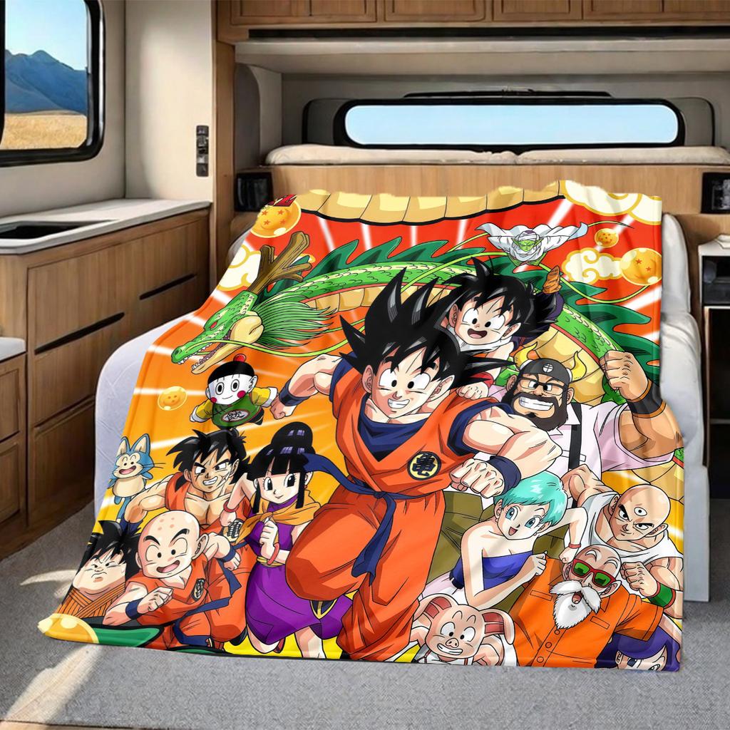 1 ks flanelová deka s potiskem DRAGON BALL, Vysoká kvalita, Pro všechna roční období, Domácí dekorace, Teplo a pohodlí, Perfektní jako vánoční dárky