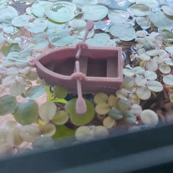 Mini Barque Flottante Décoration d'Aquarium Figurine de Bateau d'Aviron Miniature avec 2 Rames Petite Statue de Bateau Ornement pour Aquarium
