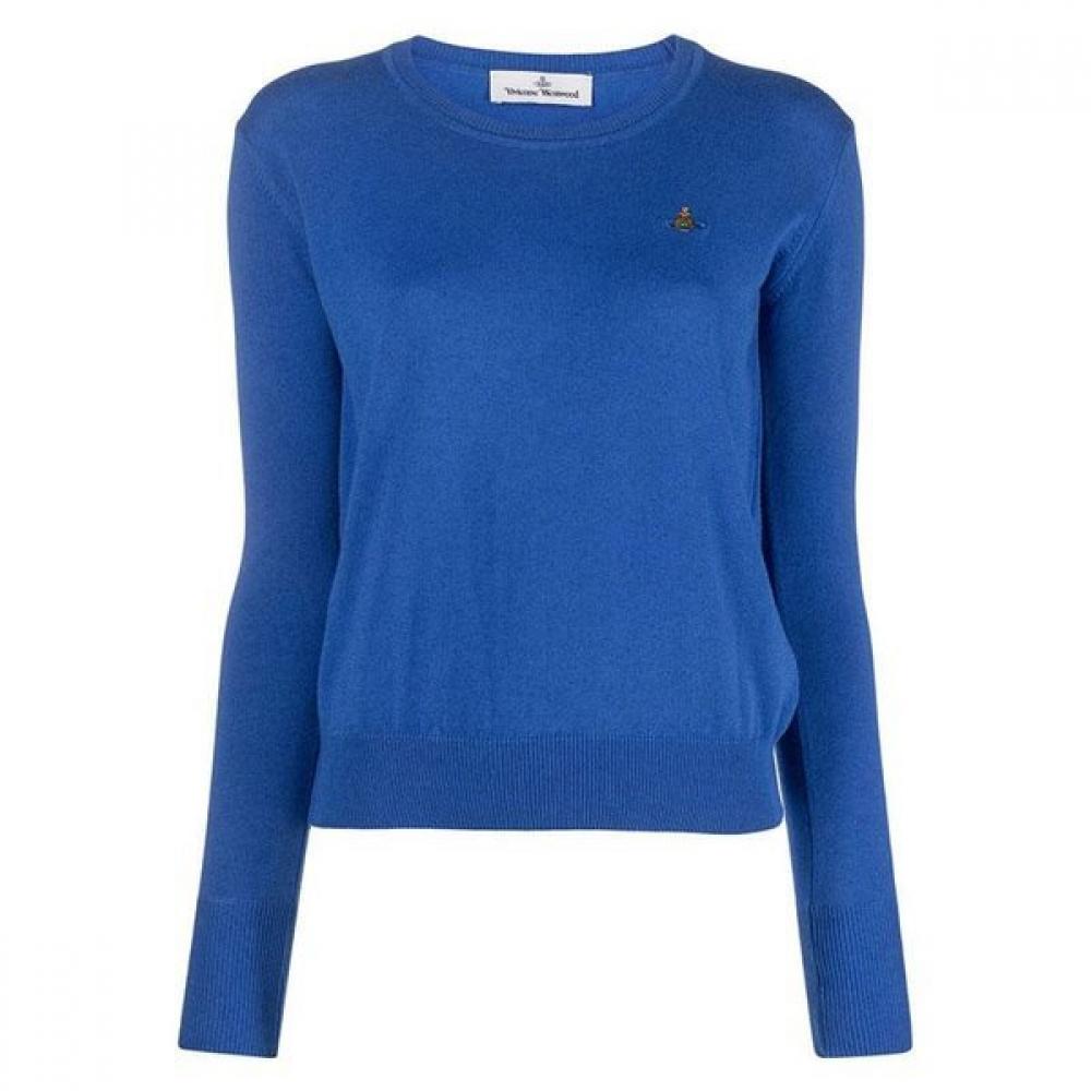 

23fw Vivienne WeStwood Women S Logo Round Neck Knit Blue 1803002S Y0010 K401 Stk XS