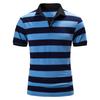 Men's Polo Shirt Breathable Comfortable Stripe Loose Men's Short Sleeve T-shirt
