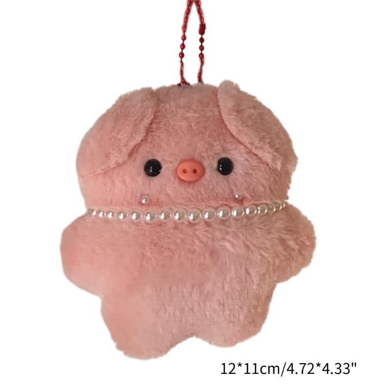 Cute Pink Pig Plush Keychain Pendant Cute Pig Necklace Charm Plush Keychain Plush Material Backpack Pendant Gift for Kid