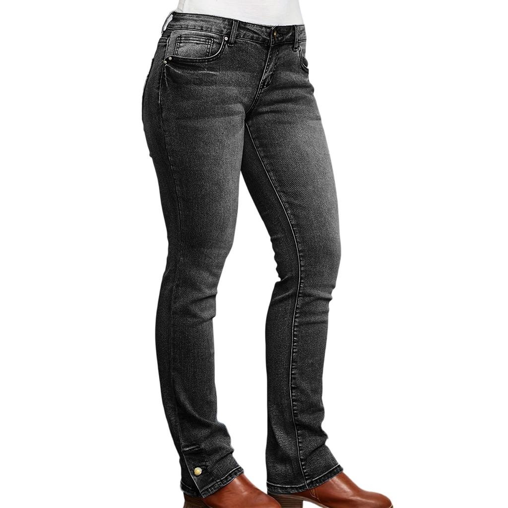 Damen Denim Klassisch Vielseitig Hohe Taille Modische Hose