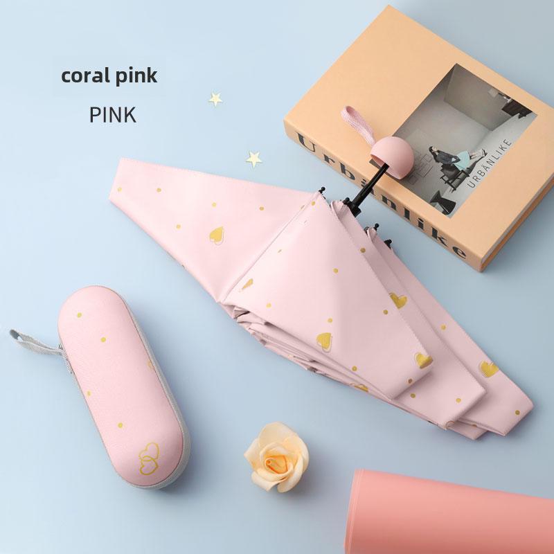 

Компактный женский зонт с золотым тиснением: Защита от ультрафиолета, портативный складной, для солнца и дождя With Box