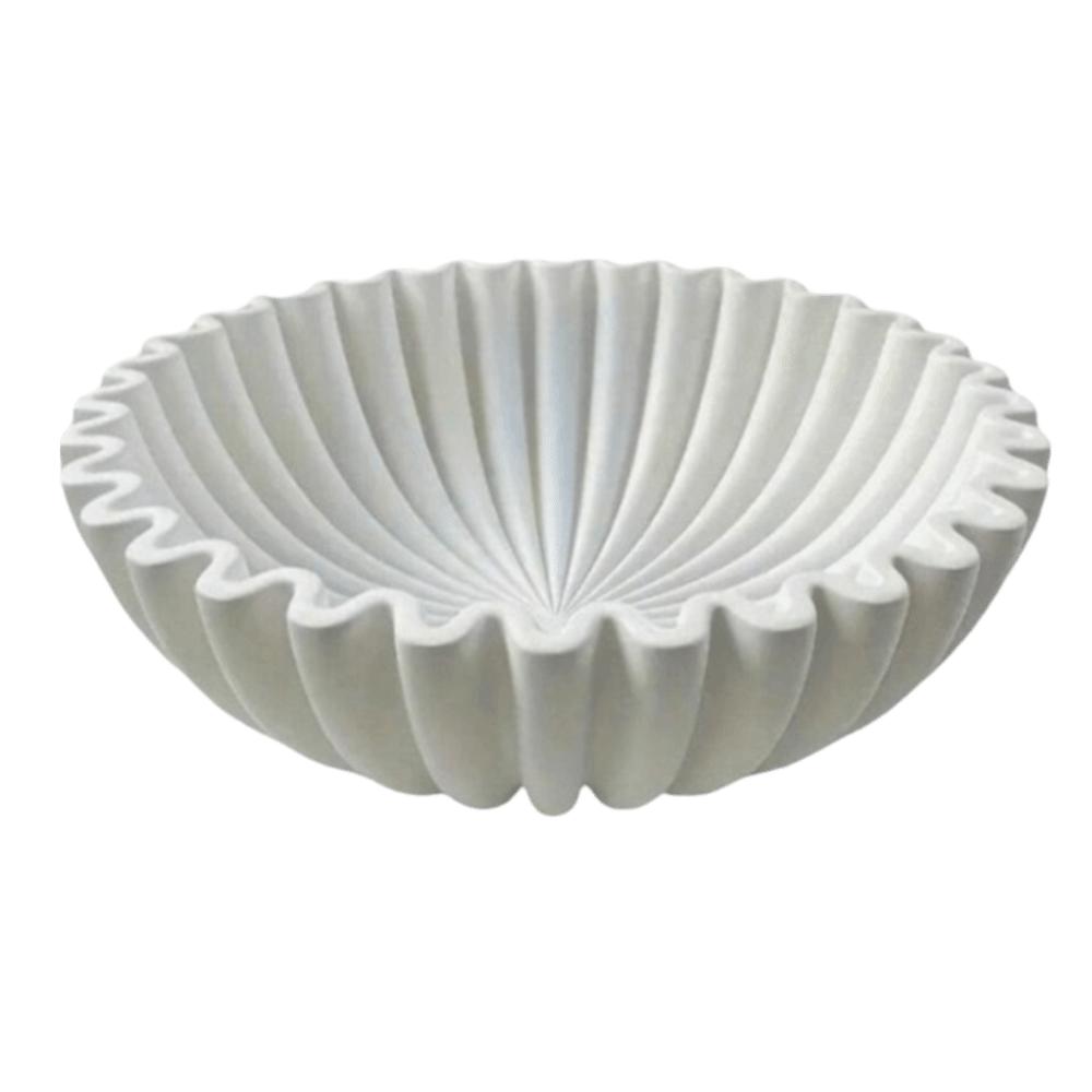 5.91x1.97in Ruffle Bowl White Scalloped Bowl Modern Key Tray Entryway Decor