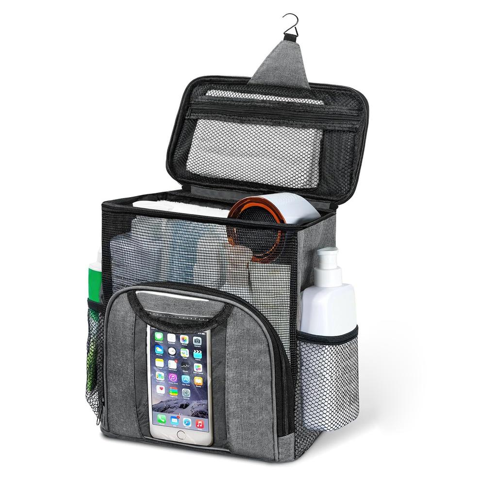 Travel Shower Caddy Bag Portable Hanging Shower Tote Bags With Hook Waterproof Makeup Organizer Pouch Large Capacity Storage Bag
