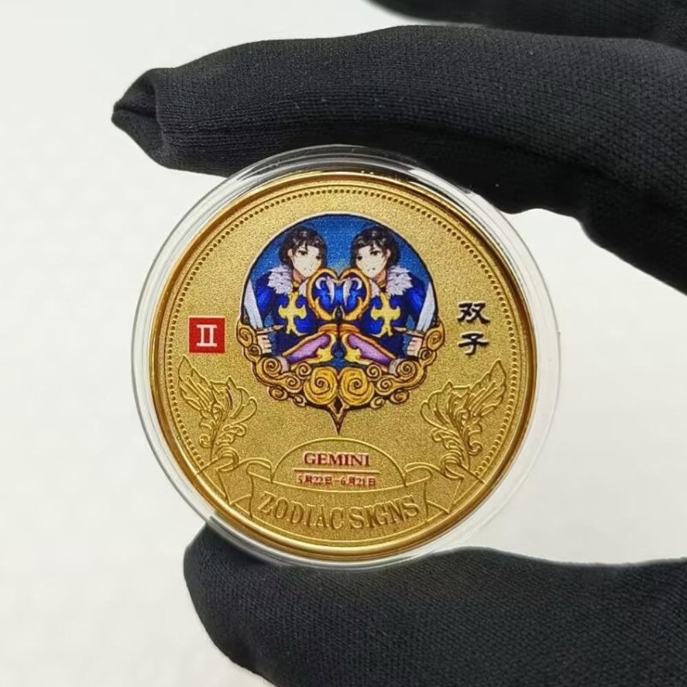 Twelve Zodiac Signs, Colored Coins, Metal Crafts, Lucky Coins, European and American Coins, Collecting, Playing with Coins, 12 Zodiac Signs Coins