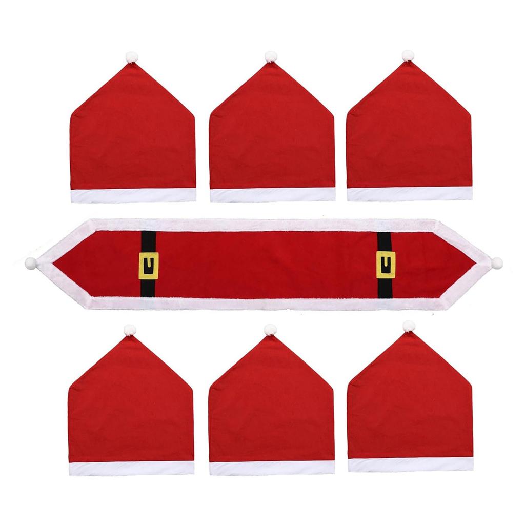 Christmas Table Flag And Chair Cover Set: One Table Flag And Six Chair Covers Make One Set