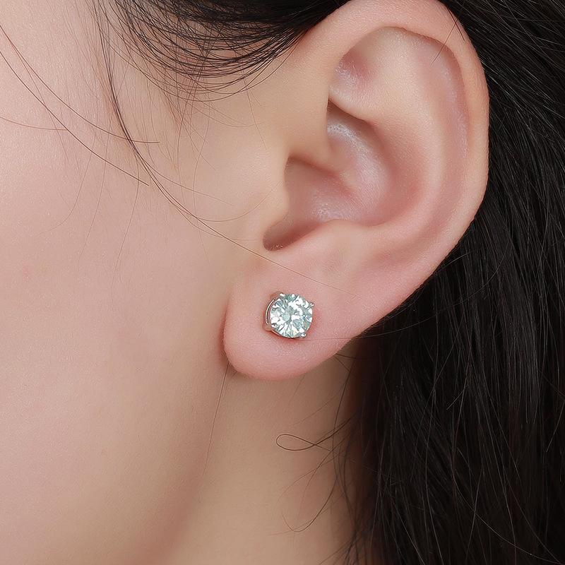 Moissanite Stud Earrings for Women Purple/Green Women Moissanite Stud Earrings No Ear Holes Women's Moissanite Magnet Earring