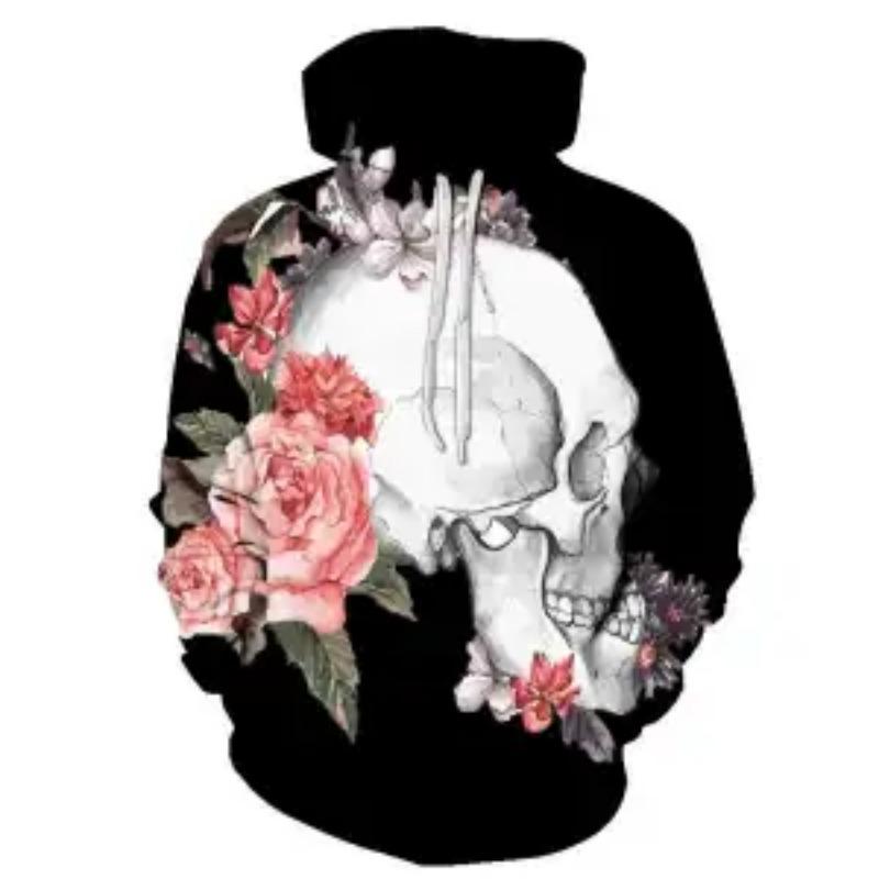 Autumn Skull Halloween Digital Printed Sweatshirt Fashion Thin Men's Pullover Hoodie