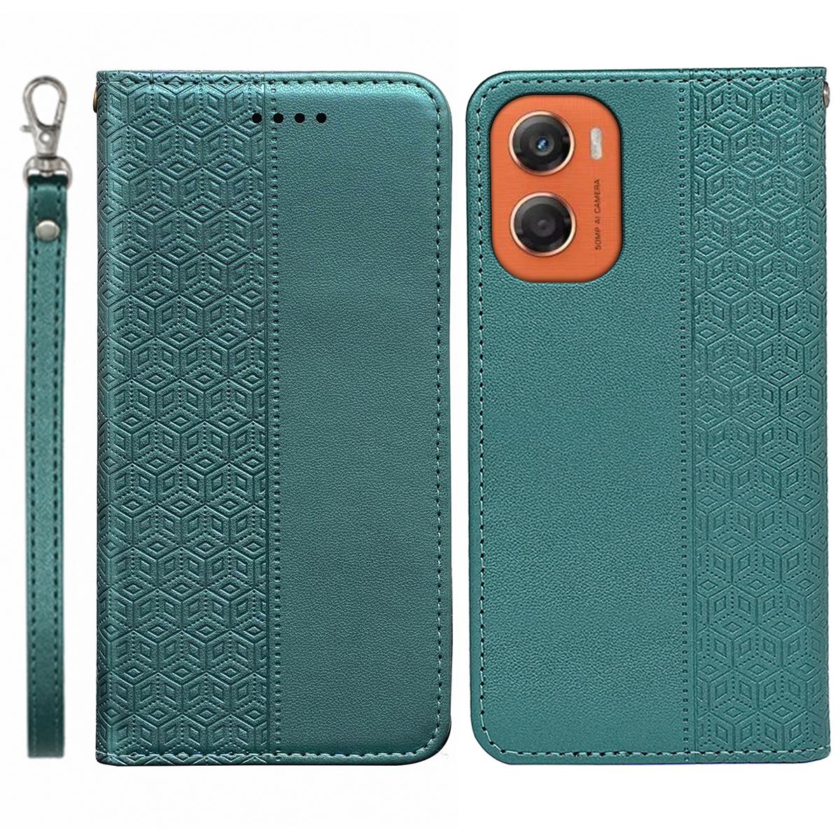 

Для Motorola Moto G06 4G Гаманець Чохол для телефону Клітинний візерунок Шкіряна кришка-книжка з ремінцем на зап ястя