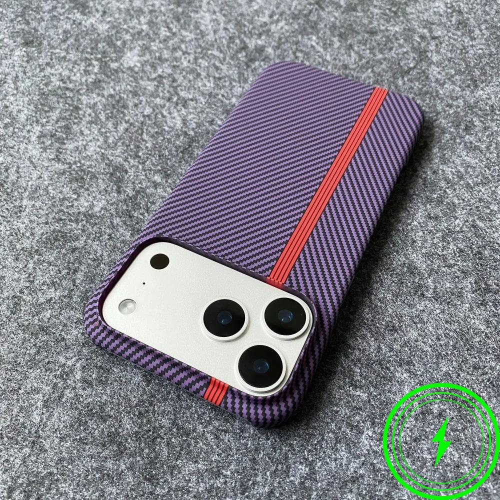 Slim Rugged Carbon Fibre Kevlar Pattern Magnetic Case For IPhone 17 Air 16 Plus 15 14 13 Pro Max Frameless Shockproof Hard Cover