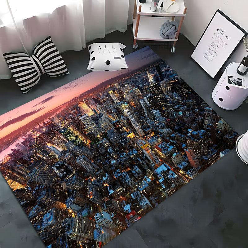 HD Printing New York City Theme Area Rug,Rugs Living Room Tapete for Bedroom Sofa Kitchen Doormat Decor,Kids Non-slip Floor Mat