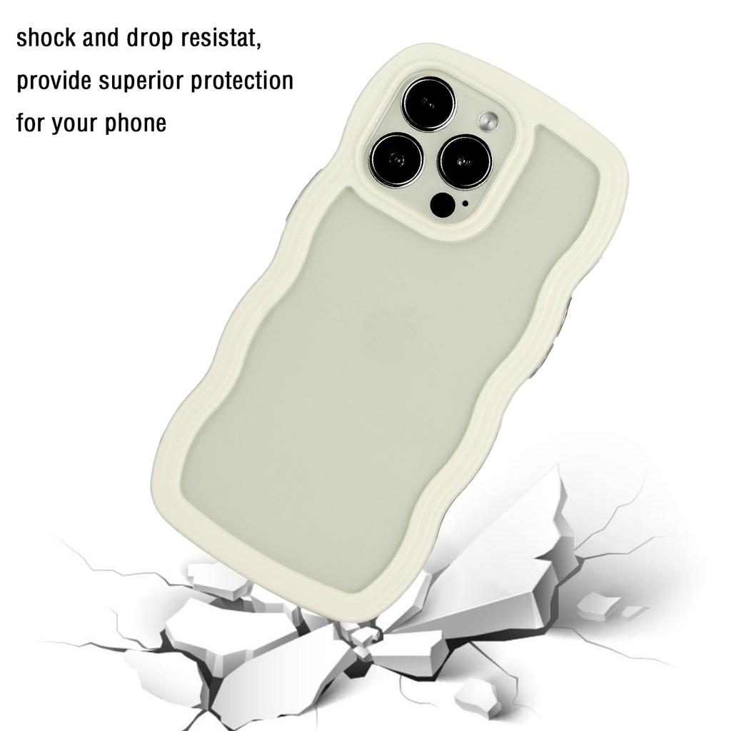 For iPhone 16 Pro Case Wavy Edge Design PC+TPU Shockproof Phone Cover