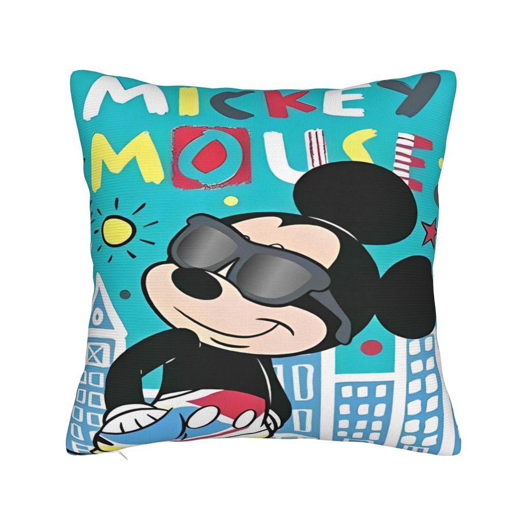Mickey and Minnie Mouse Pillowcase Polyester Cushion Cover Gift Cute Cartoon Throw Pillow Case Cover Seater Zippered 45*45cm