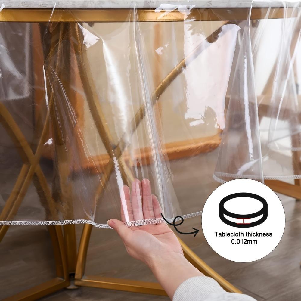 Circular Transparent Tablecloth. Lock-edge, Waterproof, Stain-resistant & Washable Room Decor.