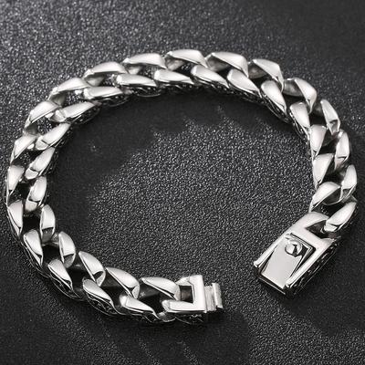 316L Stainless Steel Men's Charm Bracelet Retro Bracelet Man High Quality Cool Male Bikers Jewelry Accessories On Hand Curb Chain