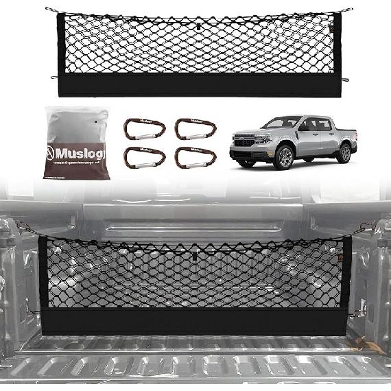 Muslogy Truck Bed Cargo Net Compatible With Honda Ridgeline 2017-2024 2025 Accessories Storage Organizer Pickup Truck Bed Envelope Style Cargo Net