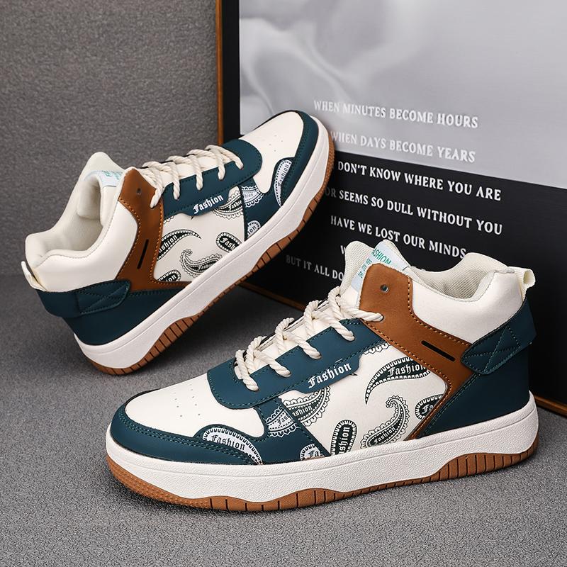 Men's Casual Shoes Trend Wear-resistant Korean Style Sneakers Students Popular Sport Shoe Street Color Blocking Lace Up Sneakers