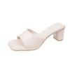 Fashion Summer New Women's Solid Color Candy Color Thick Heel Square Head Open Toe Sandals