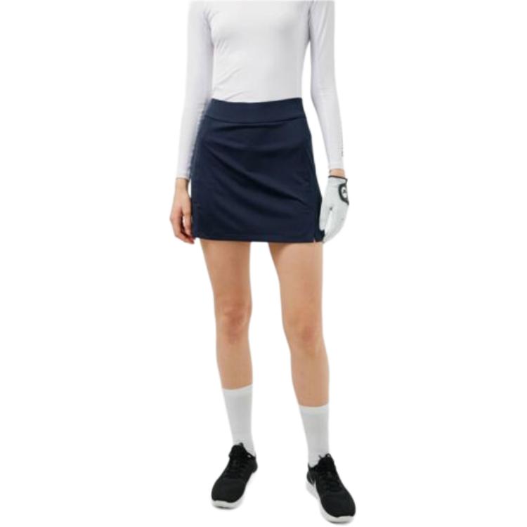 J.Lindeberg Solid High-Waisted Split Casual Mini Skirt Women skirts Navy-Blue GWSD06338-6855