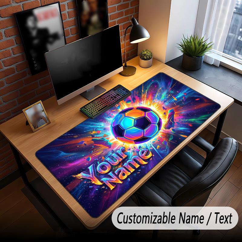 Soccer Theme Custom Mouse Pad Personalized With Name Text Customized Desk Mat For Office Home Decor
