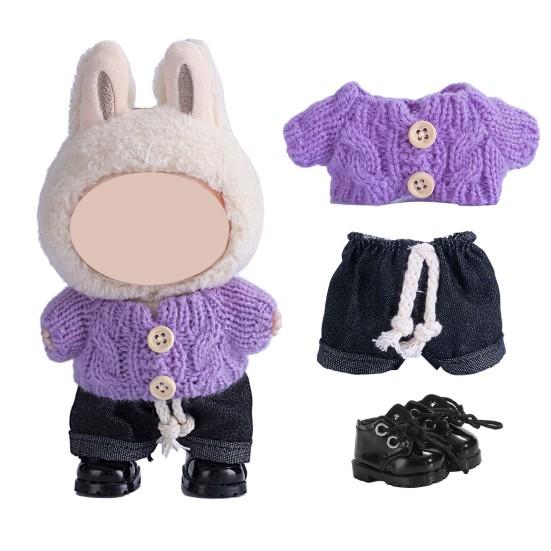 Doll Clothes Set Jeans & Knitted Sweater Baby Outfit for 15cm Dolls Trendy Doll Outfit Collection for Doll Collectors