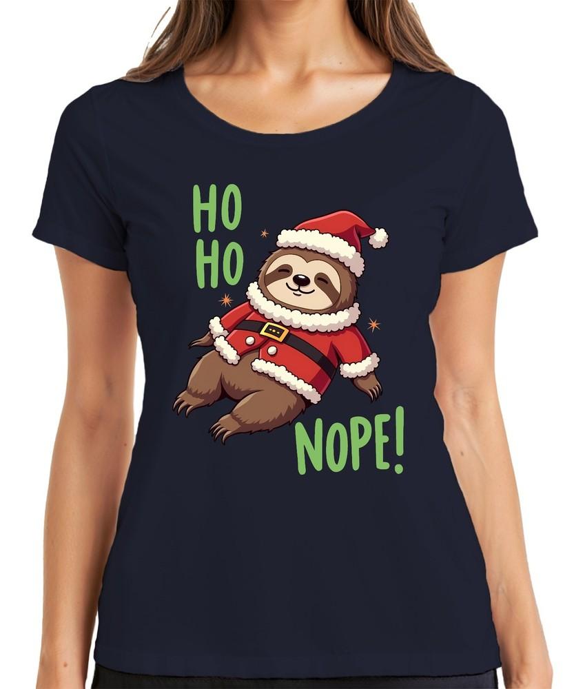 Ho Ho Nope Sloth Christmas Funny Gift Cute Lazy Ladies Tshirt S