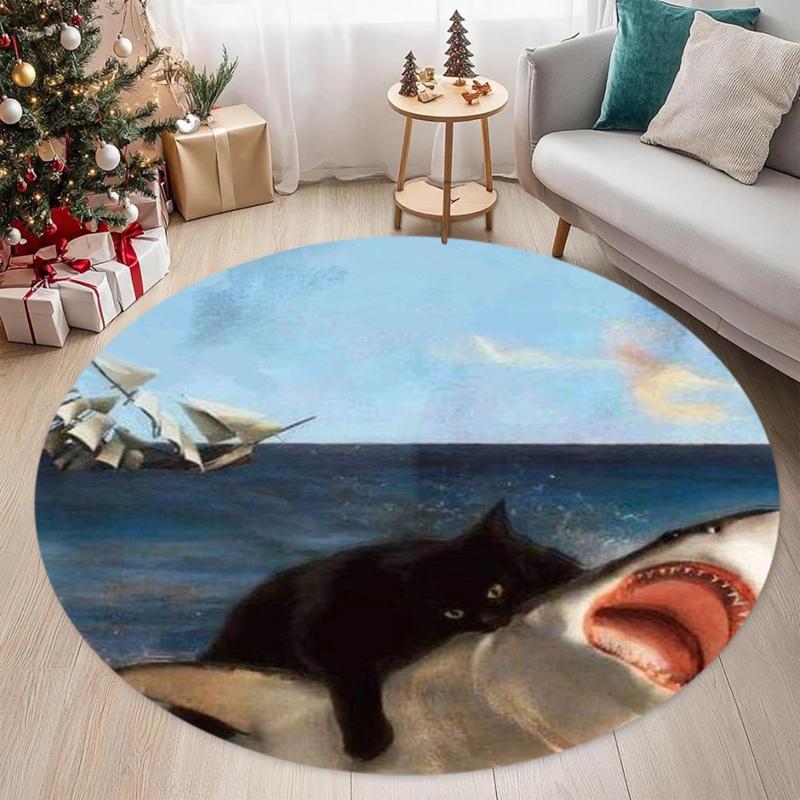 

Boho Round Rug Soft Carpet Floor Mat Area Rug Retro Ethnic Style Stripe Design for Home Living Room Bathroom Decor Minimalist 80cm