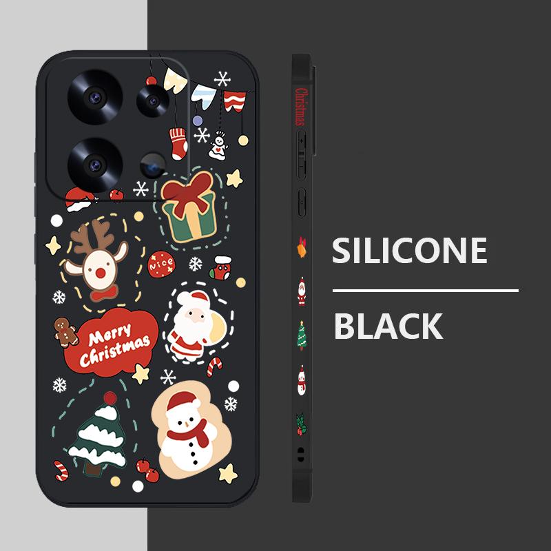 Cartoon Christmas Print Case For Xiaomi Redmi Note 14 13 Pro Plus 5G Note 11 12 13 14 Pro 13C 14C 4G Clear Soft TPU Phone Cover