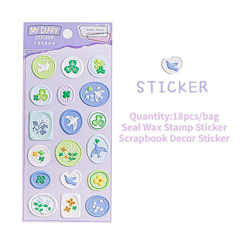 18pcs/20pcs Bag Wax Seals Stamp Sticker for Kid Vintage European Style Candy Color Sticker for Children DIY Decroative Scrapbook