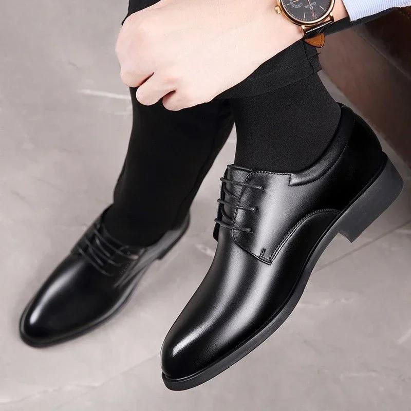 Lace Up Non Slip Men's Leather Brogue Shoes In Promotion Retro Pu Common Footwear Offer Male Casual Shoe Fashion 2024 Elegant