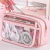 Multi-layer Transparent Pen Bag Zipper Stationery Box Transparent Pencil case  School