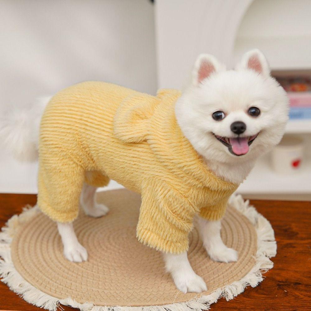 Cat Hooded Coat Warm Puppy Winter Overall Thick Velvet Pet Pajamas Hooded Dog Jumpsuit Outdoor Activities