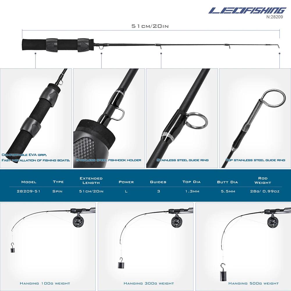 LEO 51cm Canna da Pesca Invernale Canna da Pesca in Fibra di Vetro con Mulinello Portatile Ultra-corta Impugnatura Antiscivolo Attrezzatura da Pesca Attrezzatura per Pescatori
