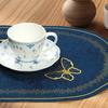 Linen Placemat Embroidery Butterflies Pattern Oval Heat-Resistant Stain-resistant Placemat Dining Accessories