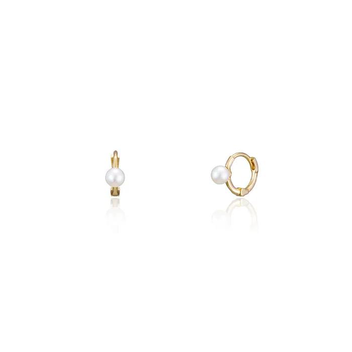 14K Ultra Mini Pearl Ring Earrings