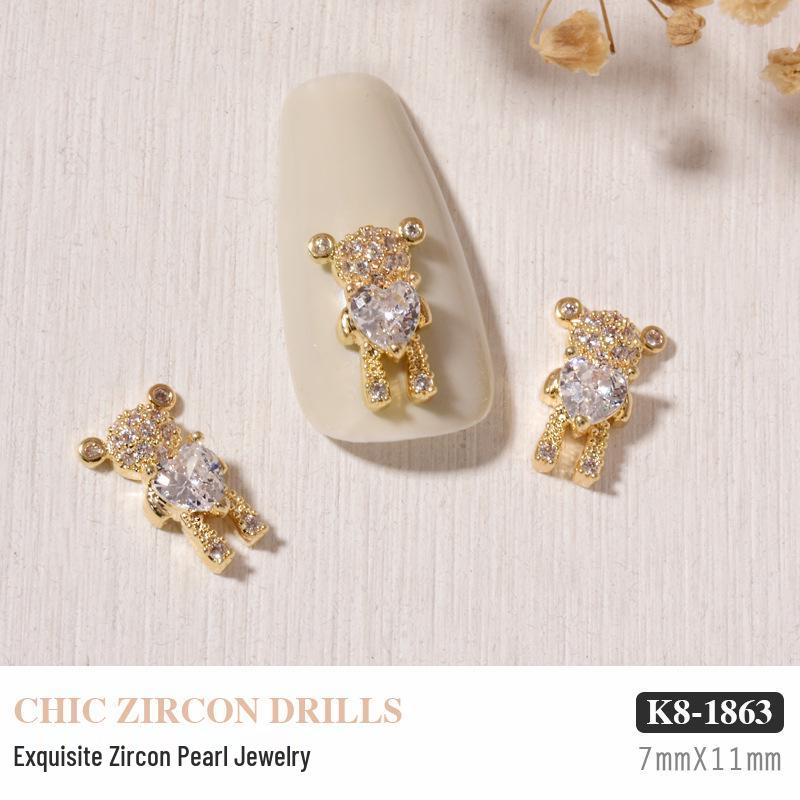 Luxurious Zircon Diamond Bow Nail Art Decorations - Japanese Style