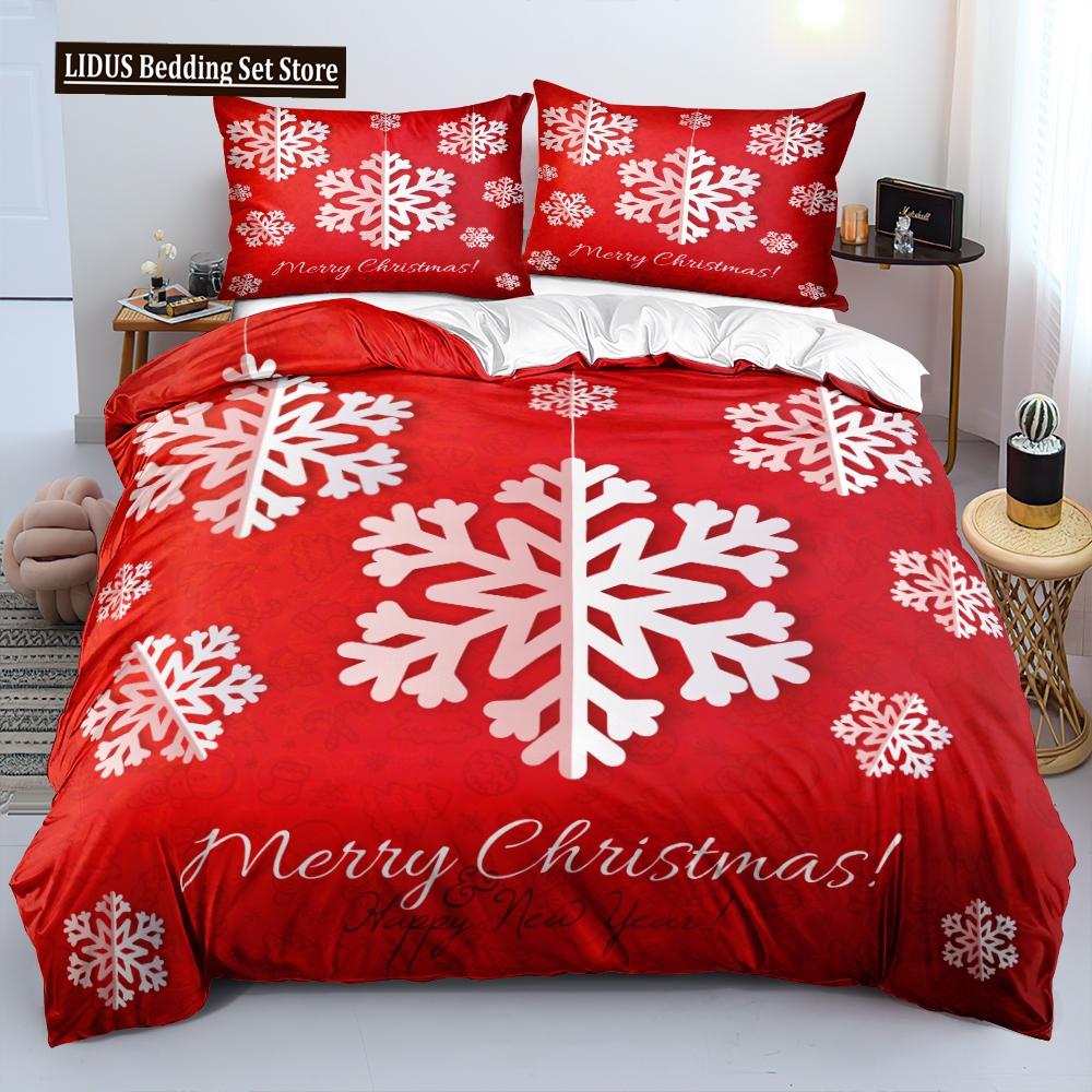 3D Merry Christmas Duvet Cover Set And Pillowcase(s) King/Queen/Double Quilt Covers Set 3D Bedding Sets Queen Size 2/3pcs