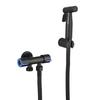 Brass Material Bidet Faucet Black Portable Bidet Sprayer Set Single Cold Water Shower Head One In Two Out Angle Valve