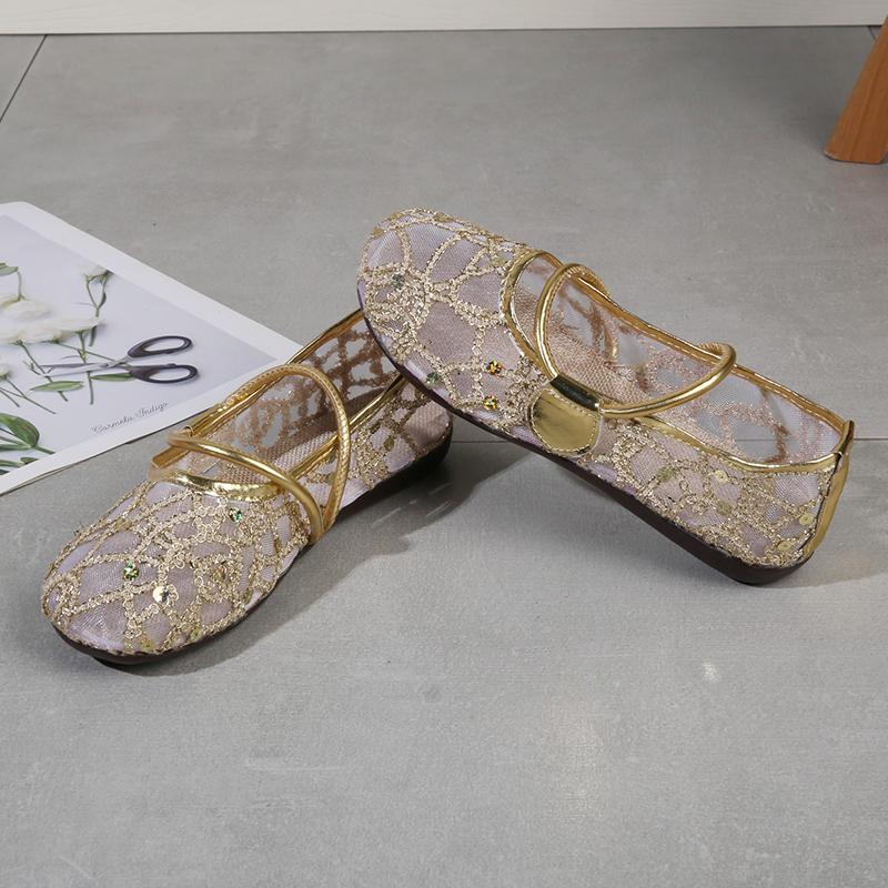 

Модные сандалии-баотоу на плоской подошве, женские, лето 2025, новые, универсальные, с круглым носком, полые, золотые, женская обувь, дышащие туфли-рыбаки 35