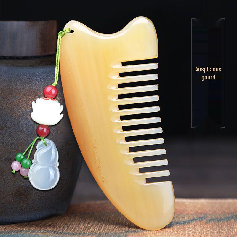 Natural Ox Horn Wide-Tooth Curly Hair Comb - Scalp Massage for Men & Women
