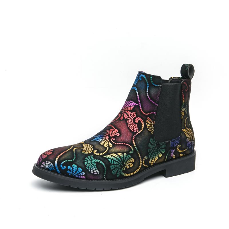 Fashion Pointed Toe Men's Walking Boots Leather Fashion Low Top Dress Shoes New Men Brand Chelsea Male Boots Classic Mens Slip on Shoes