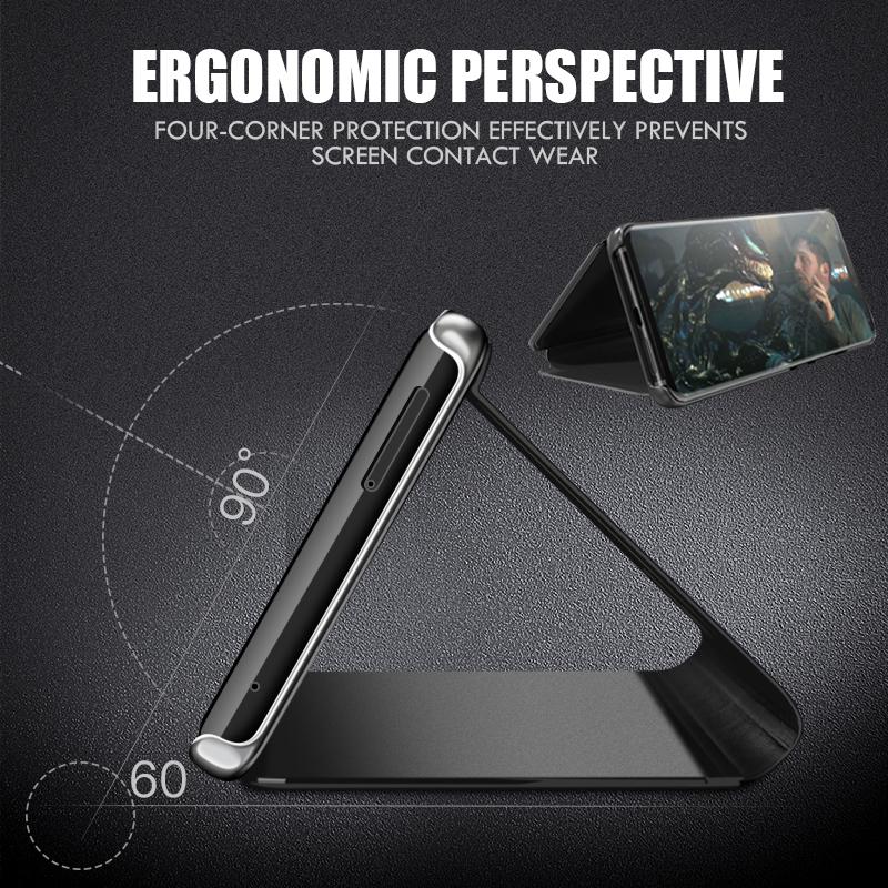 נרתיק הפוך ממראה עור לסמסונג גלקסי A14 A13 A12 A24 A23 A34 A54 A04S A51 A50 A52 A53 A33 A22 A32 5G 4G S22 S23 S24 כיסוי ספר אולטרה סטנד