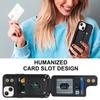 Card Holder Shell for iPhone 15,Kickstand Case PU Leather Coated TPU Phone Cover with Shoulder Strap