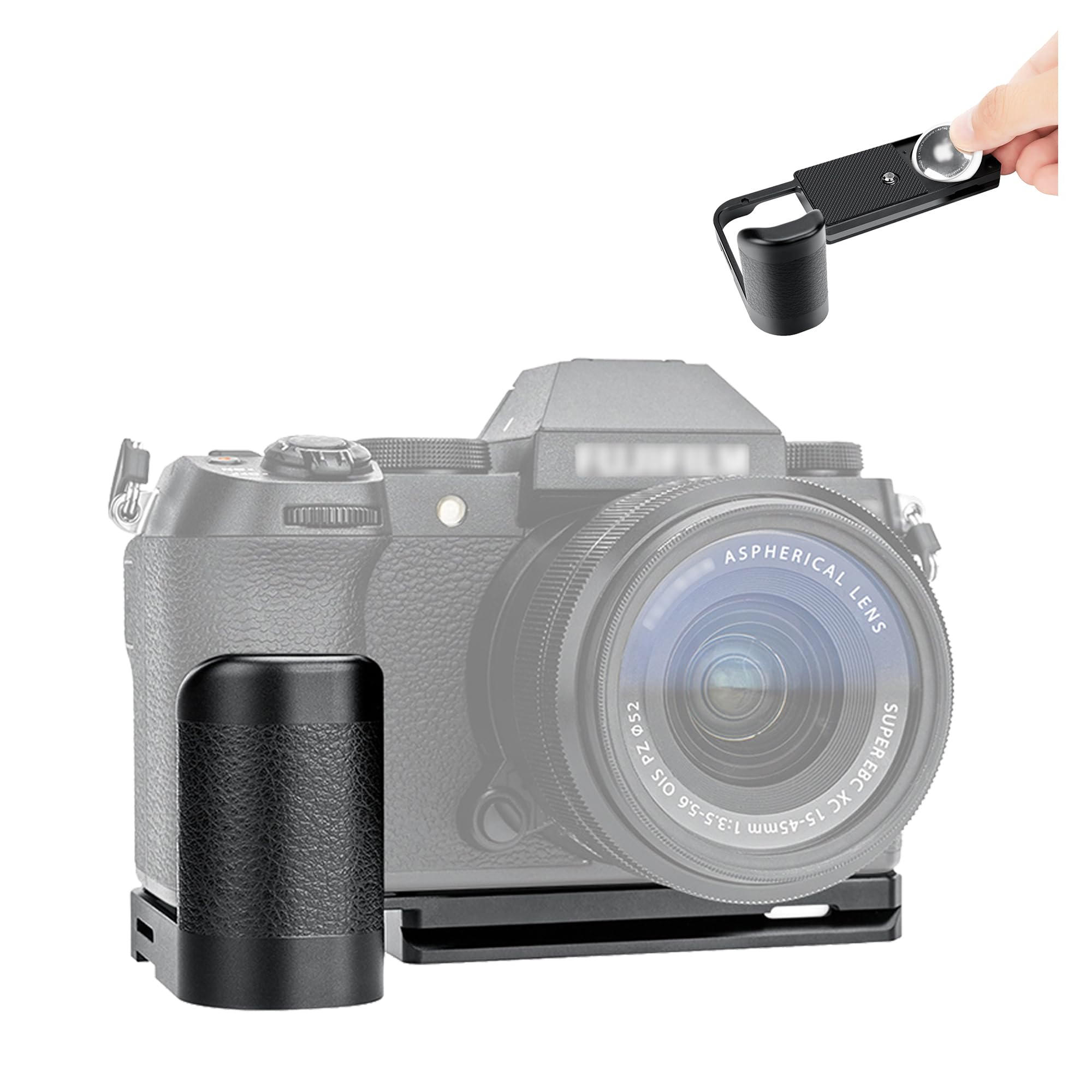 

JJC Metal Hand Grip for Fujifilm AirTag Storage Convenient Battery Screw Arca Type L-Shaped X-S20/XS20 Cameras, Built-in Slot, Anti-Theft,